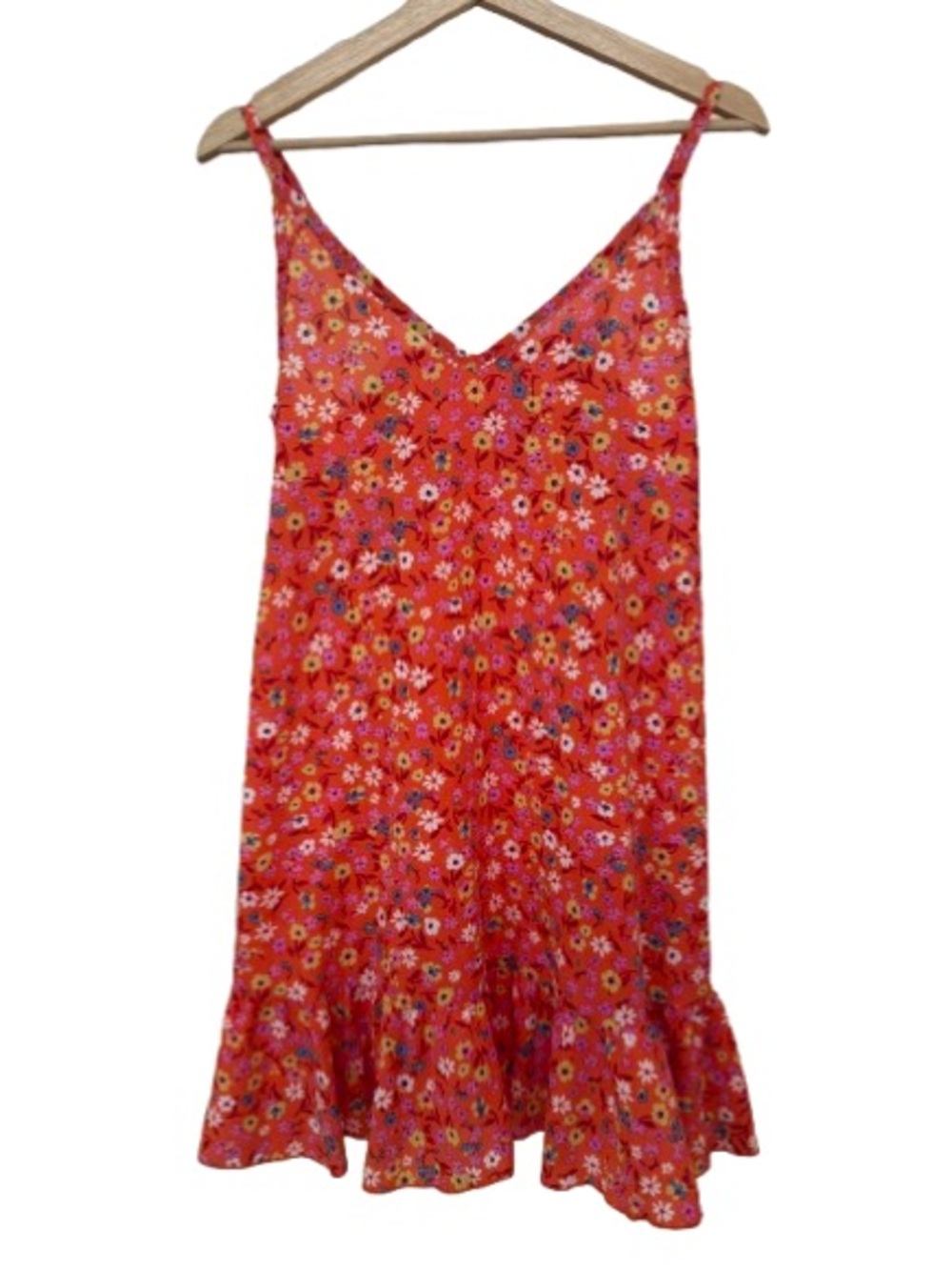 SHEIN Orange Floral Slip Dress with Pink & Yellow Accents